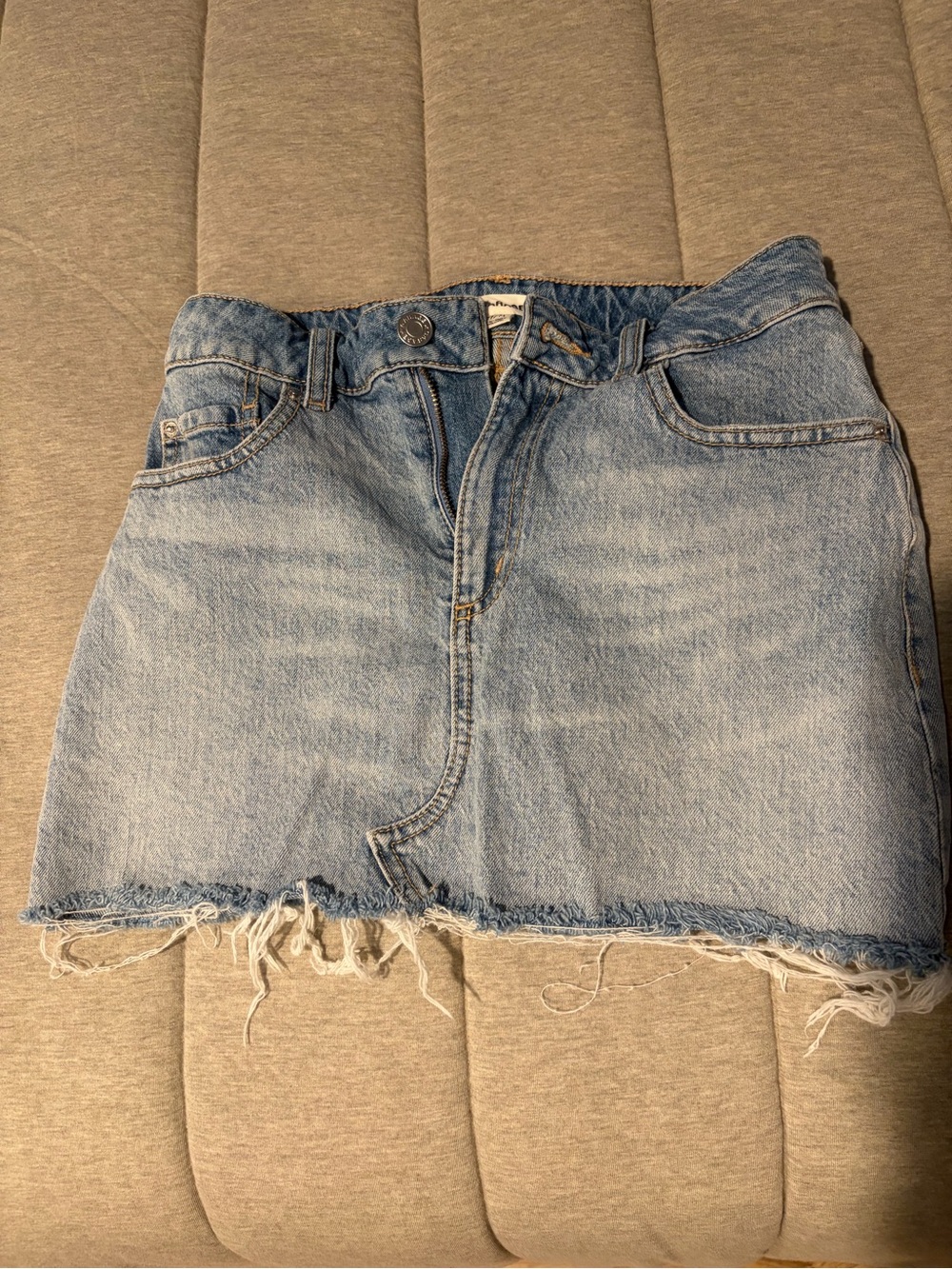 Garage Denim Mini Skirt XS Light Wash Raw Frayed Hem Y2K